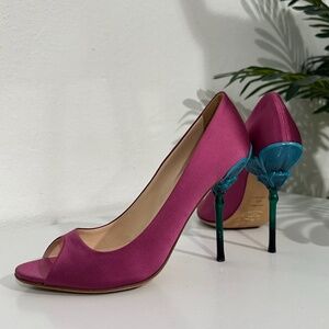 Prada S/S 2008 Fairy Collection Satin Peep-Toe Pumps Size 40